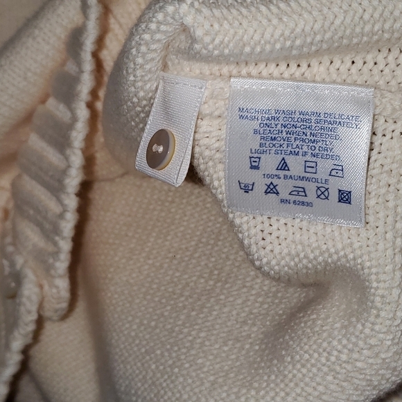 LANDS End Cotton V-neck Button Front Cardigan Sz. Medium (10-12) - Picture 3 of 4